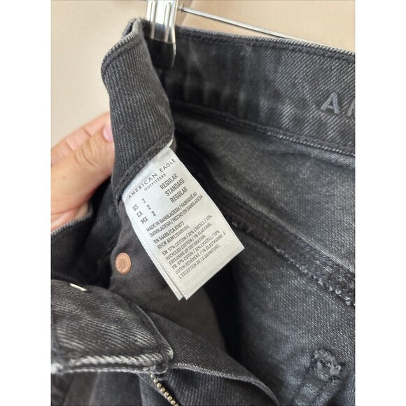 American Eagle Women's 90's Skinny Black Denim Jeans Distressed Size 2R - Picture 5 of 7